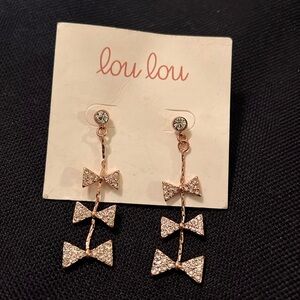 Lou Lou Copper Color & Crystal Bow Earrings